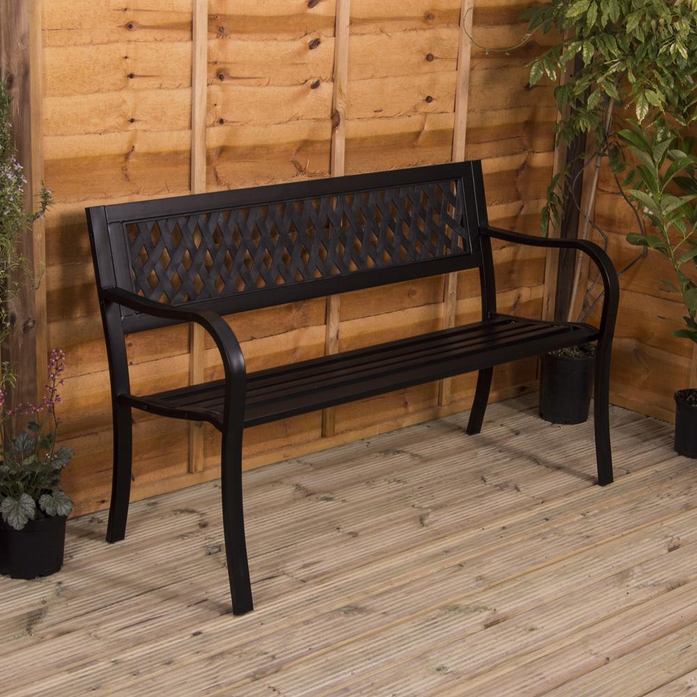 3 Seater Steel Garden Bench Lattice