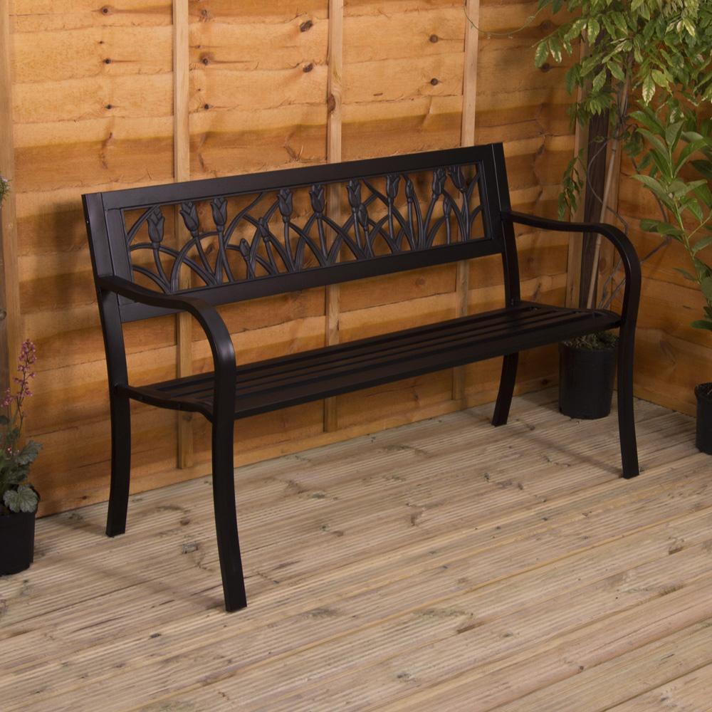 3 Seater Steel Garden Bench Tulip