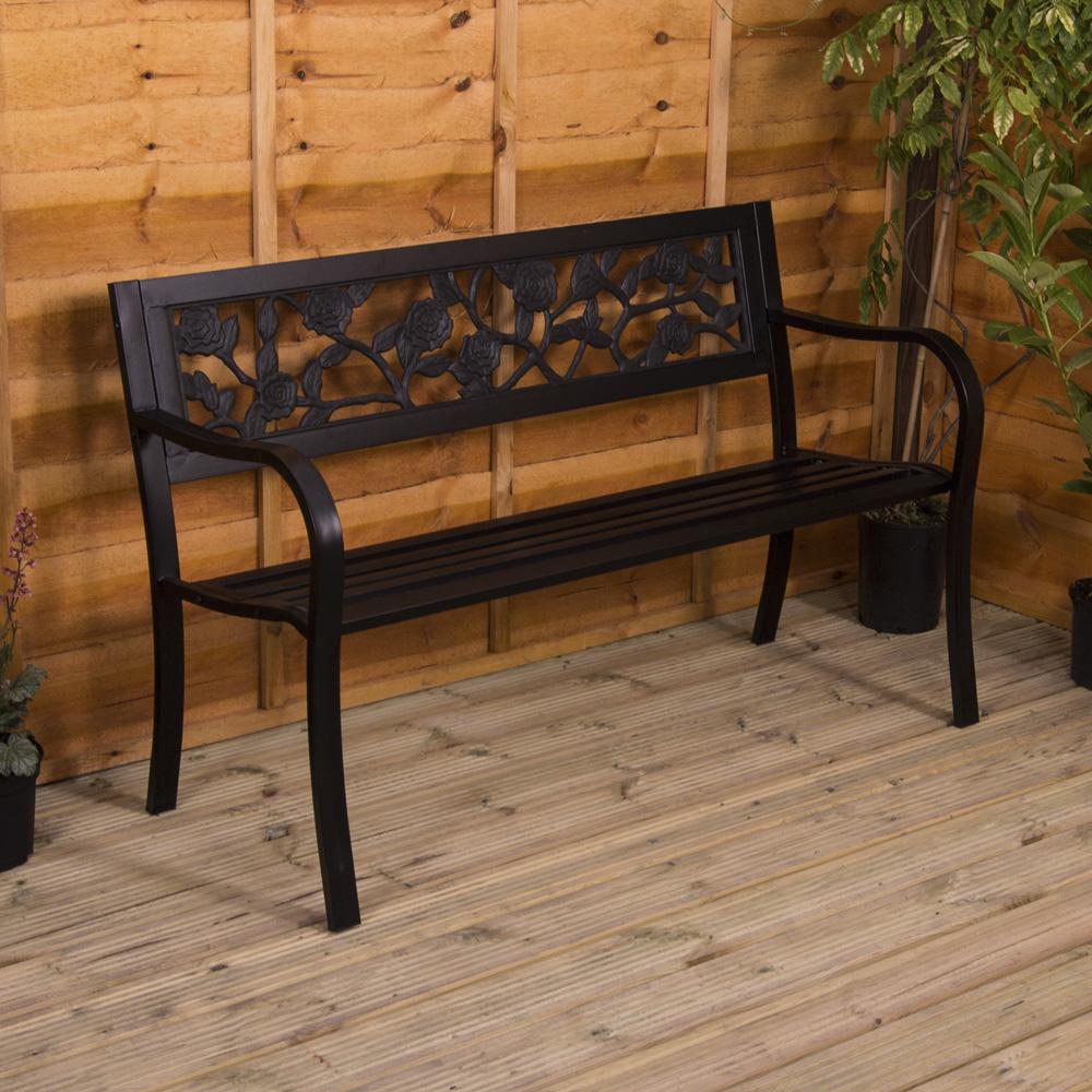 3 Seater Steel Garden Bench Rose