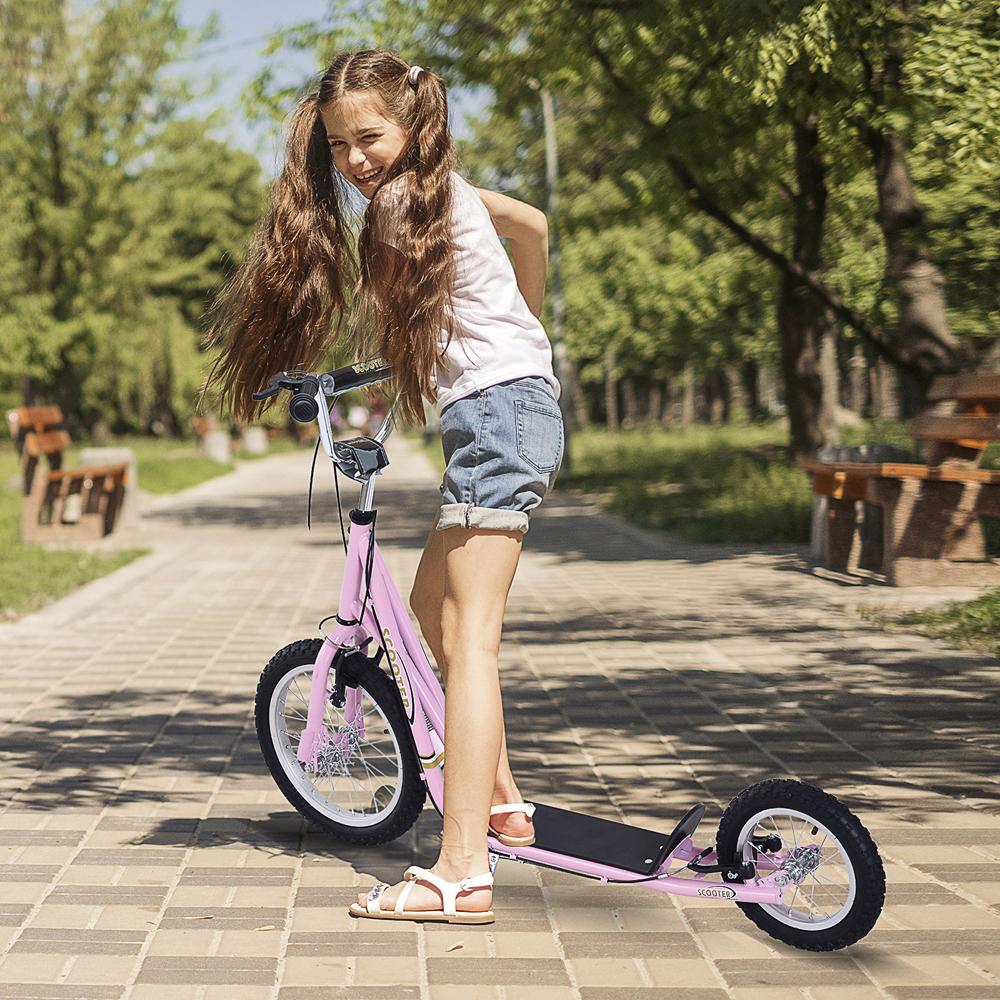 Kick Scooter For Teens With Adjustable Height Brakes Rubber Wheels Kickstand