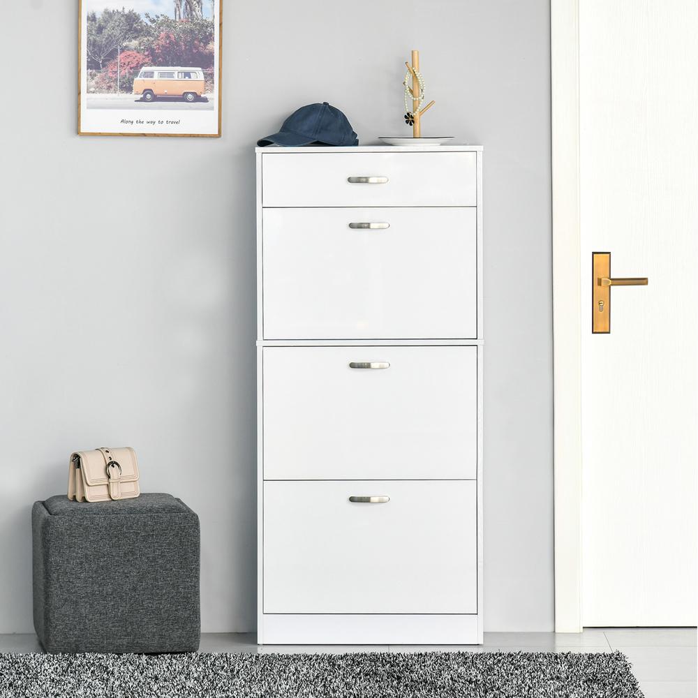 Shoe Cabinet with 4 Drawers Storage Cupboard with Flip Doors for 18 Pairs