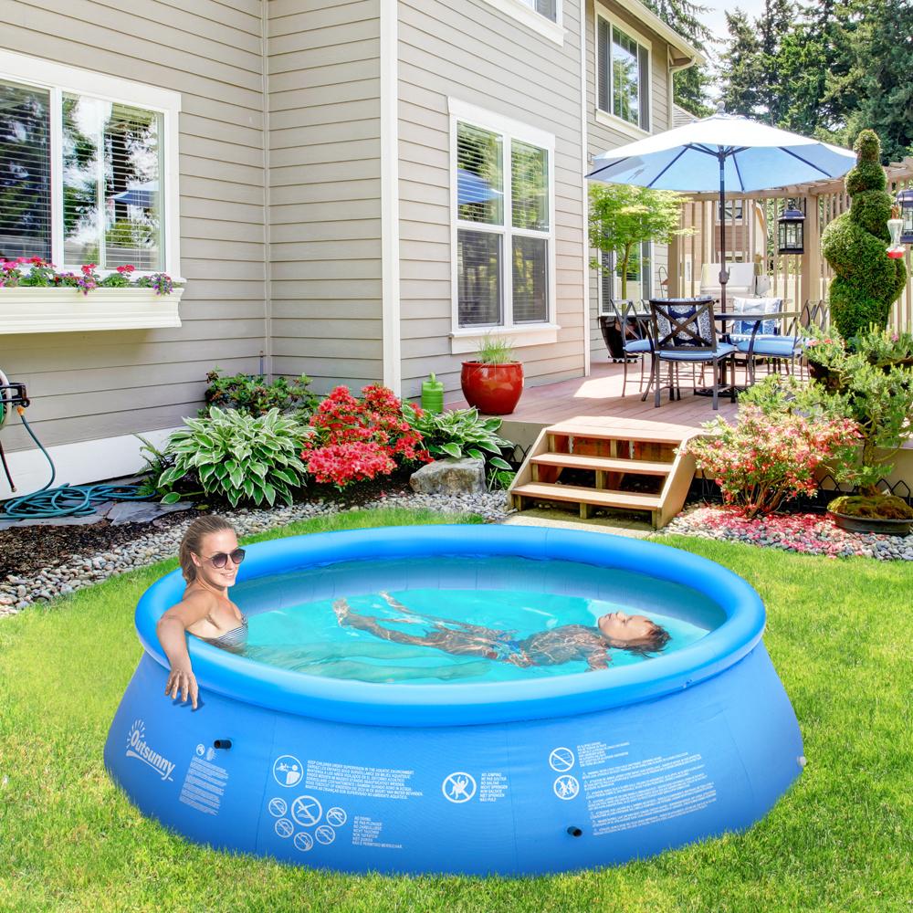 Round Inflatable Swimming Pool Family Sized Blow Up Pool 274x76cm