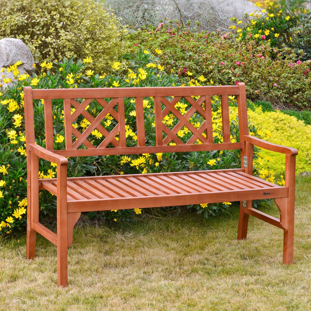 Wooden Foldable Bench Brown 2-Seater