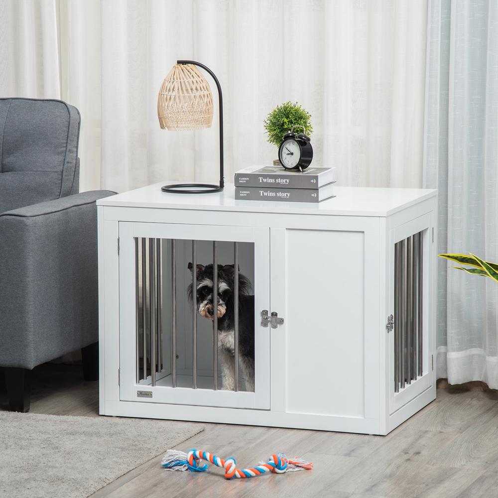 Dog Crate Pet Cage End Table with Two Doors for Medium Dog