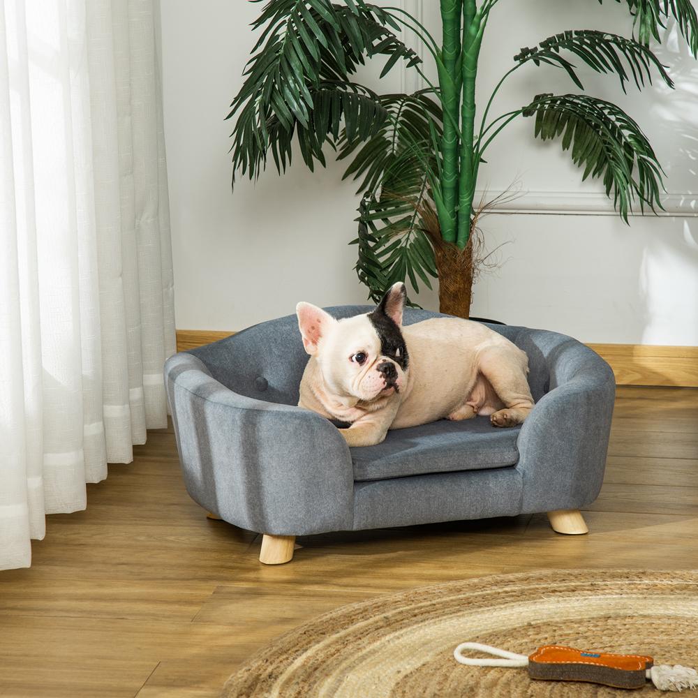 Pet Sofa Puppy Kitten Lounge, With Wooden Frame, Washable Cushion For Small Dog