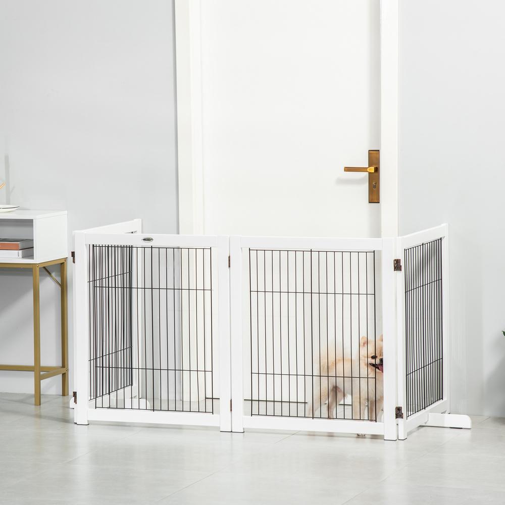 Freestanding Folding Pet Gate 4 Panels Dog Puppy Barrier