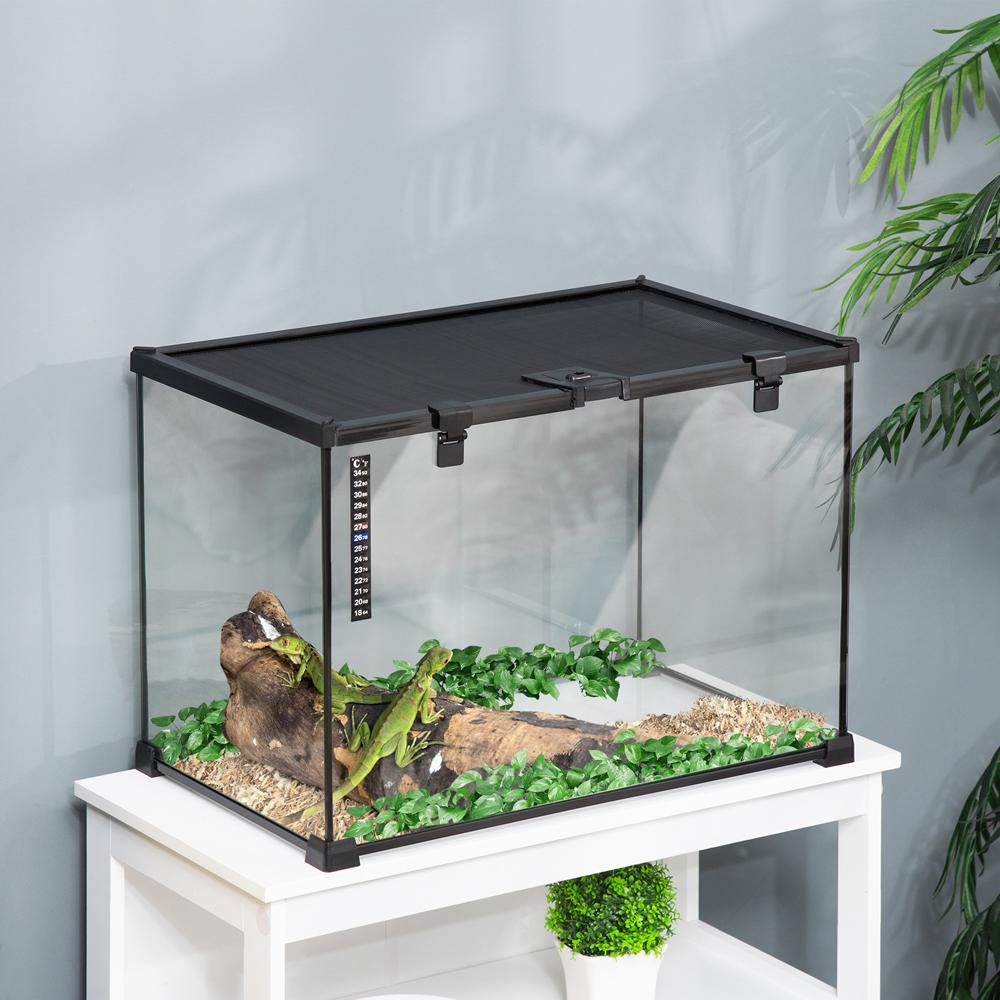 Reptile Terrarium Breeding Tank For Lizards, Horned Frogs, Snakes, Black