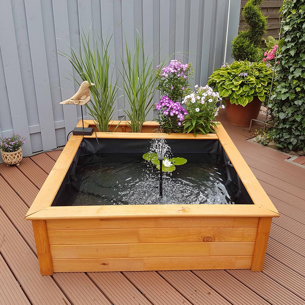 Raised Square Garden Solar Pond kit with Planting Zone