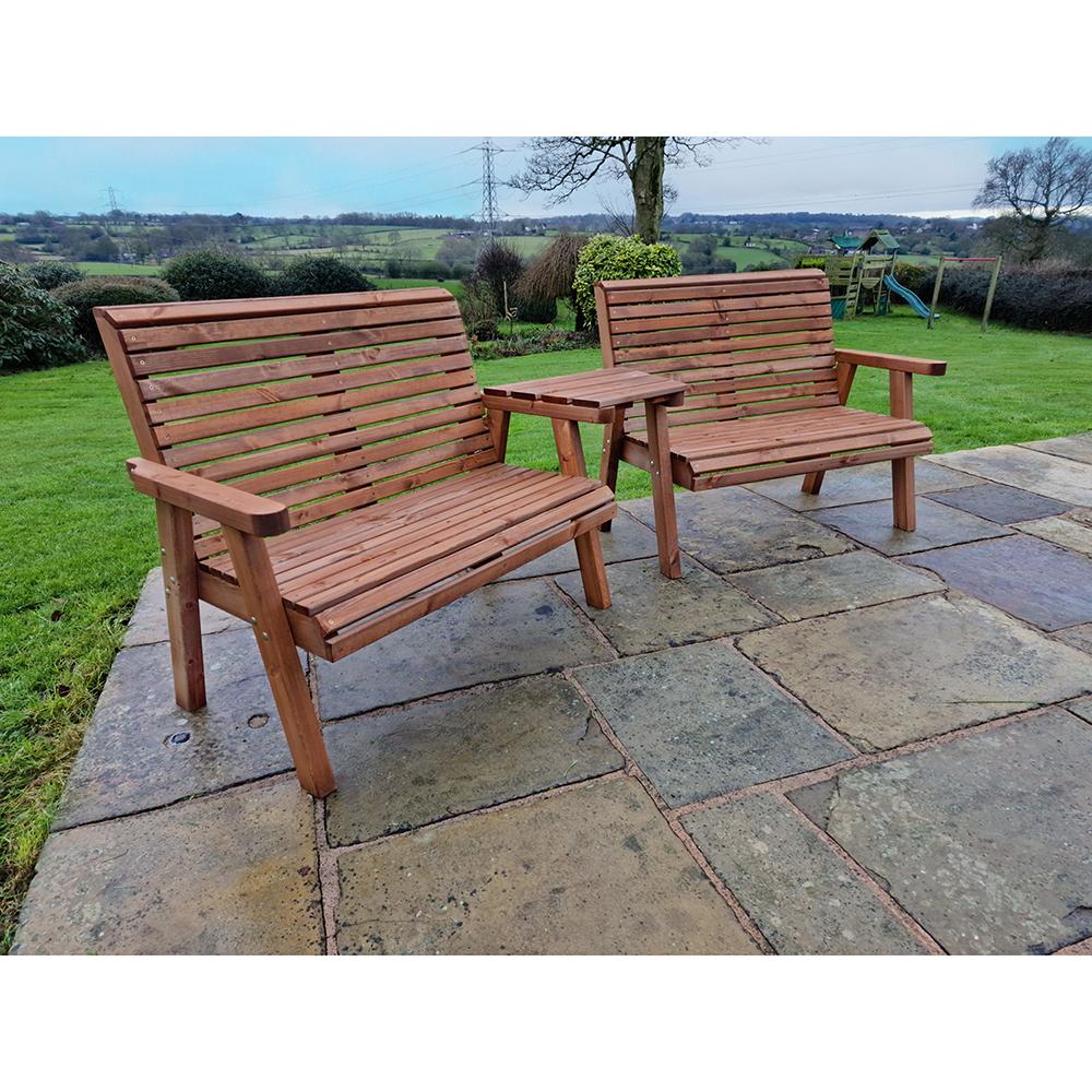 Wooden Garden Double Bench Set Angled 4 Seat VS109