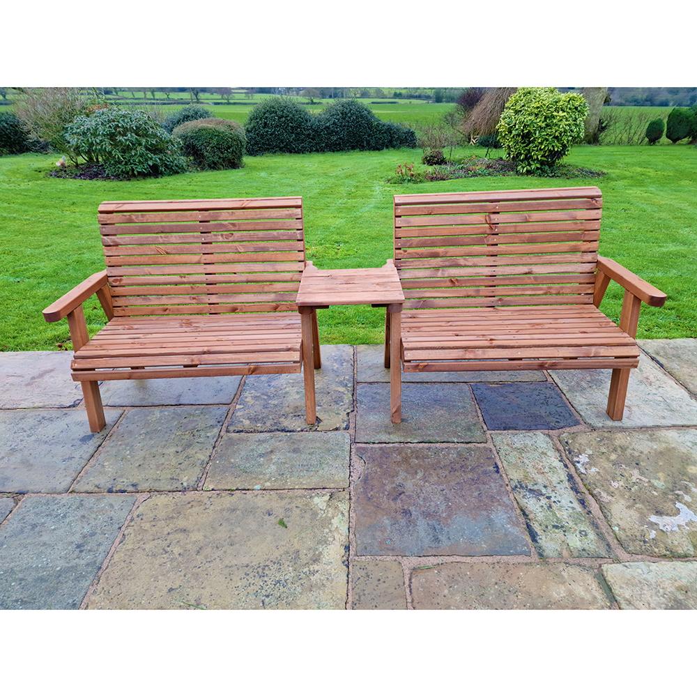 Wooden Garden Double Bench Set Straight 4 Seat VS110