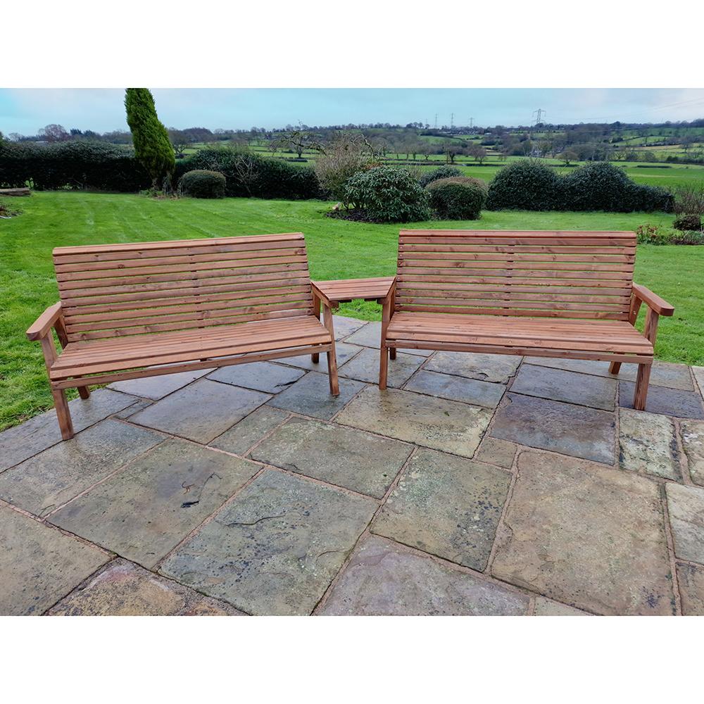 Wooden Garden Double Bench Set Angled 6 Seat VS111