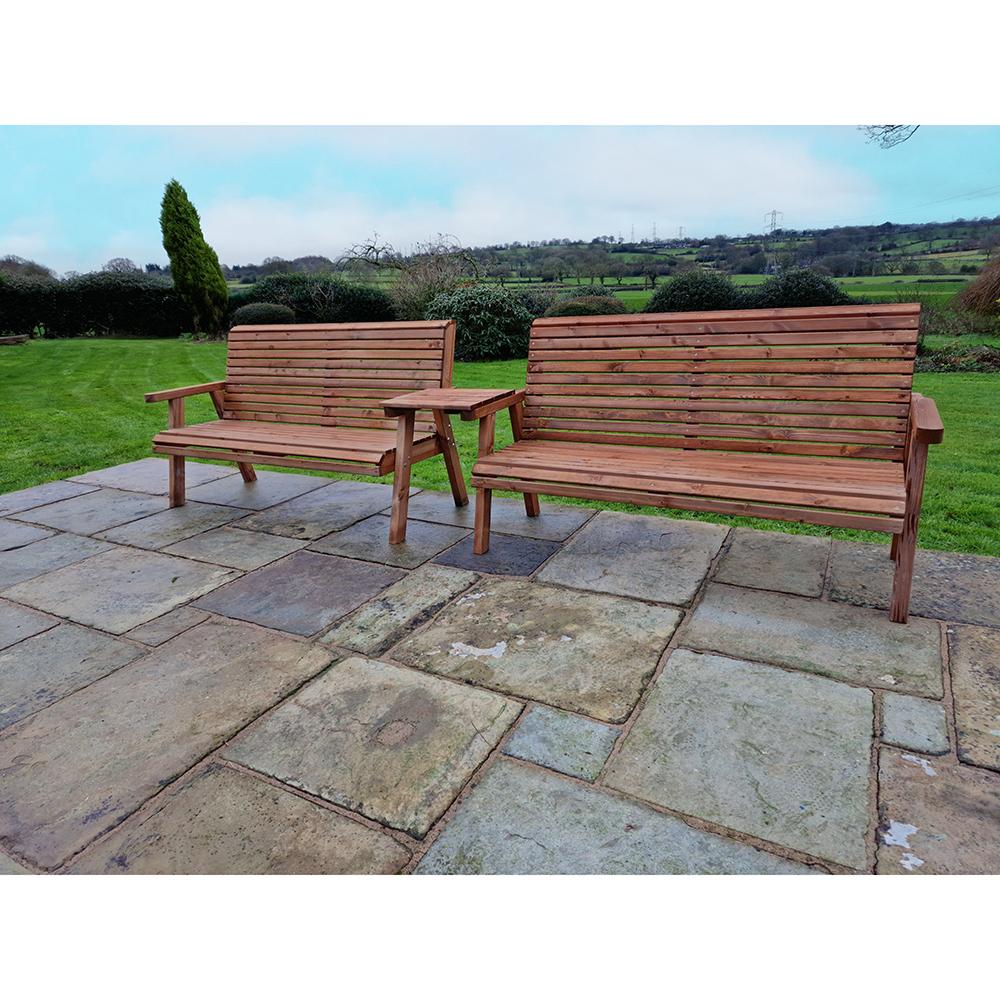 Wooden Garden Double Bench Set Straight 6 Seat VS112