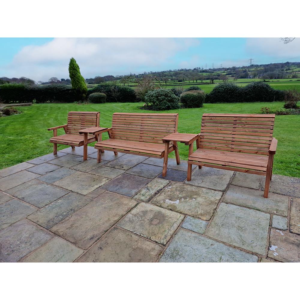 Wooden Garden Triple Bench Set Straight 7 Seat VS116