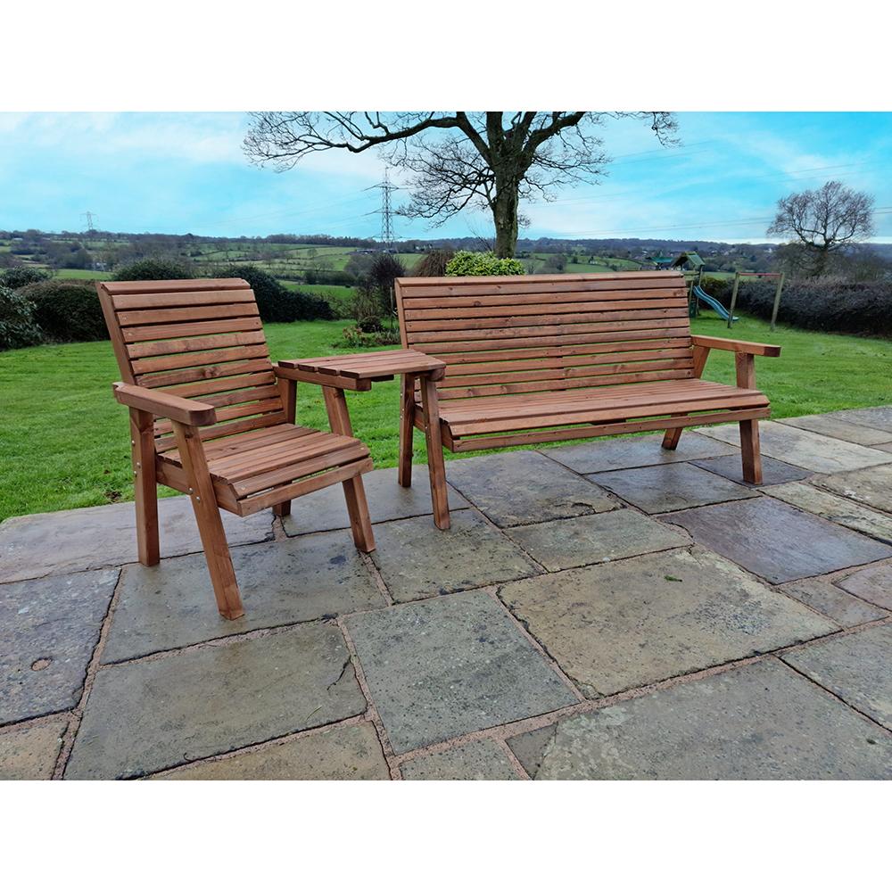 Wooden Garden Chair & Bench Set Angled 4 Seat VS121