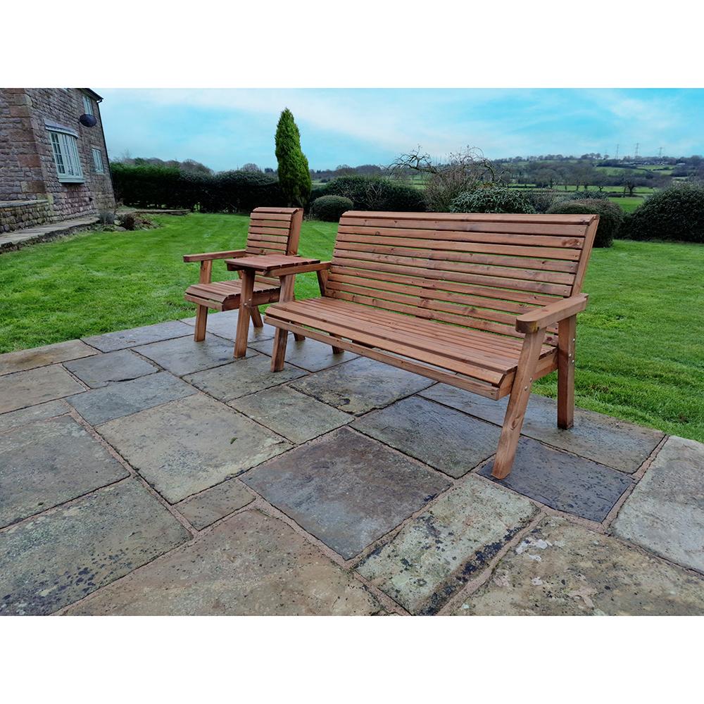 Wooden Garden Chair & Bench Set Straight 4 Seat VS122