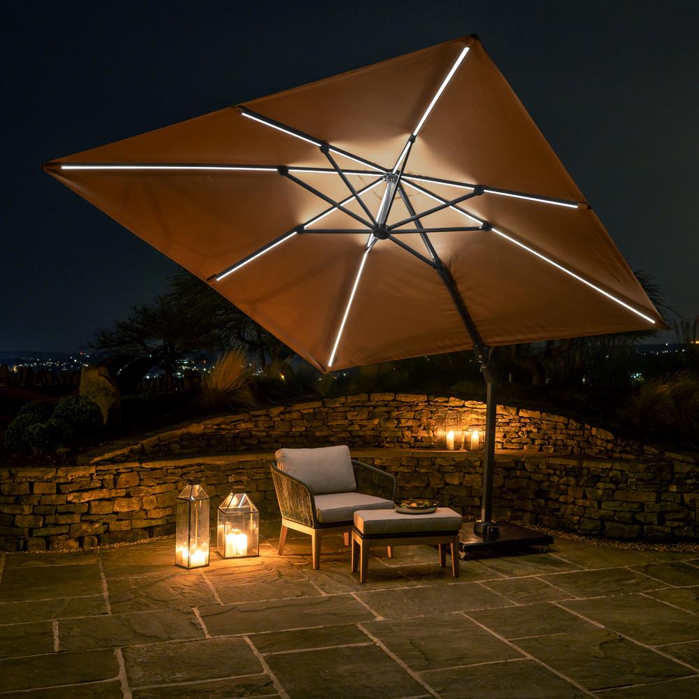 Glow Challenger T2 Square Parasol 3m Taupe