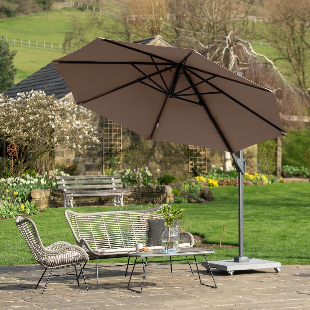 Voyager T1 Round Taupe Parasol 3m