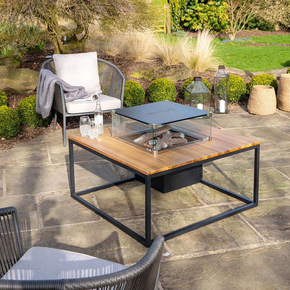 Outdoor Cosiloft 100 Fire Pit Table Black And Teak