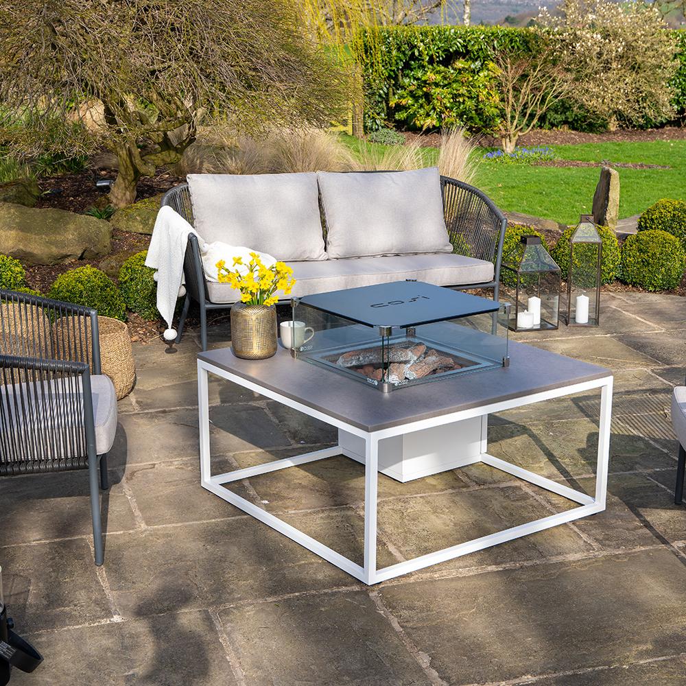 Outdoor Cosiflow 100 Fire Pit Table White And Grey