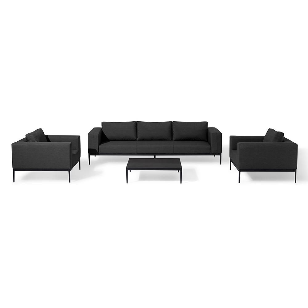 Eve 3 Seat Sofa Set with Spray Stone Coffee Table Charcoal