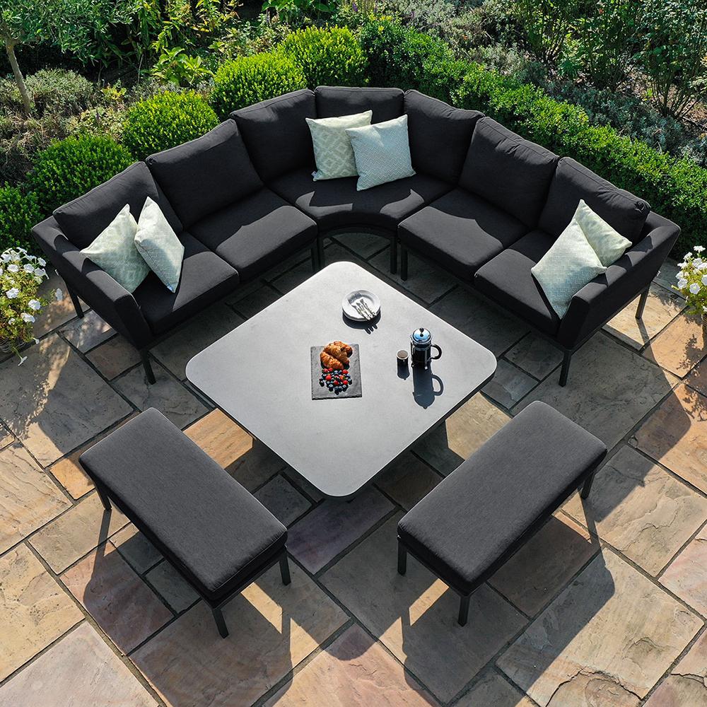 Pulse Deluxe Square Corner Dining Set with Rising Table Charcoal