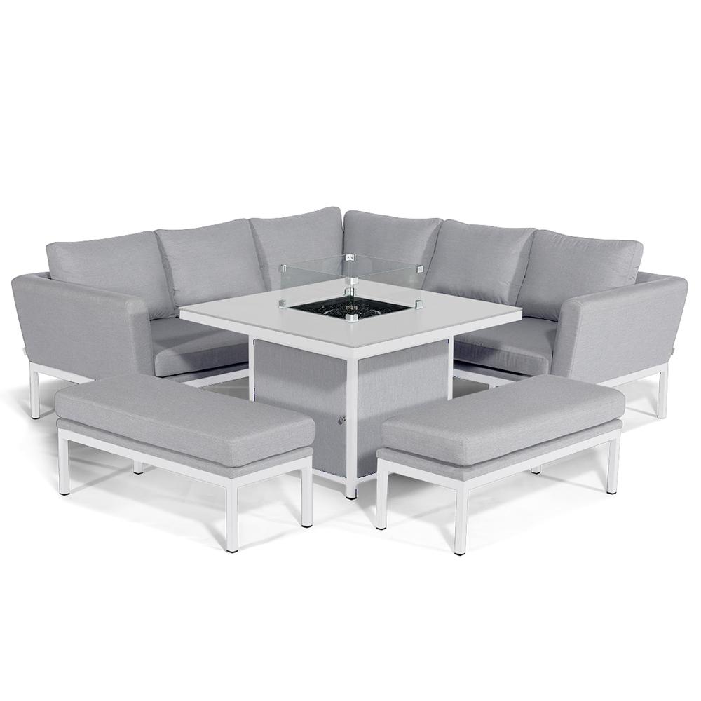 Pulse Square Corner Dining Set with  Fire Pit Table Lead Chine