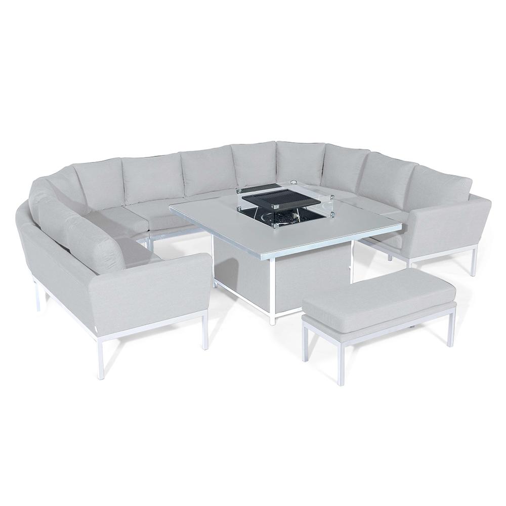 Pulse U Shape Dining Set with Fire Pit Table Lead Chine