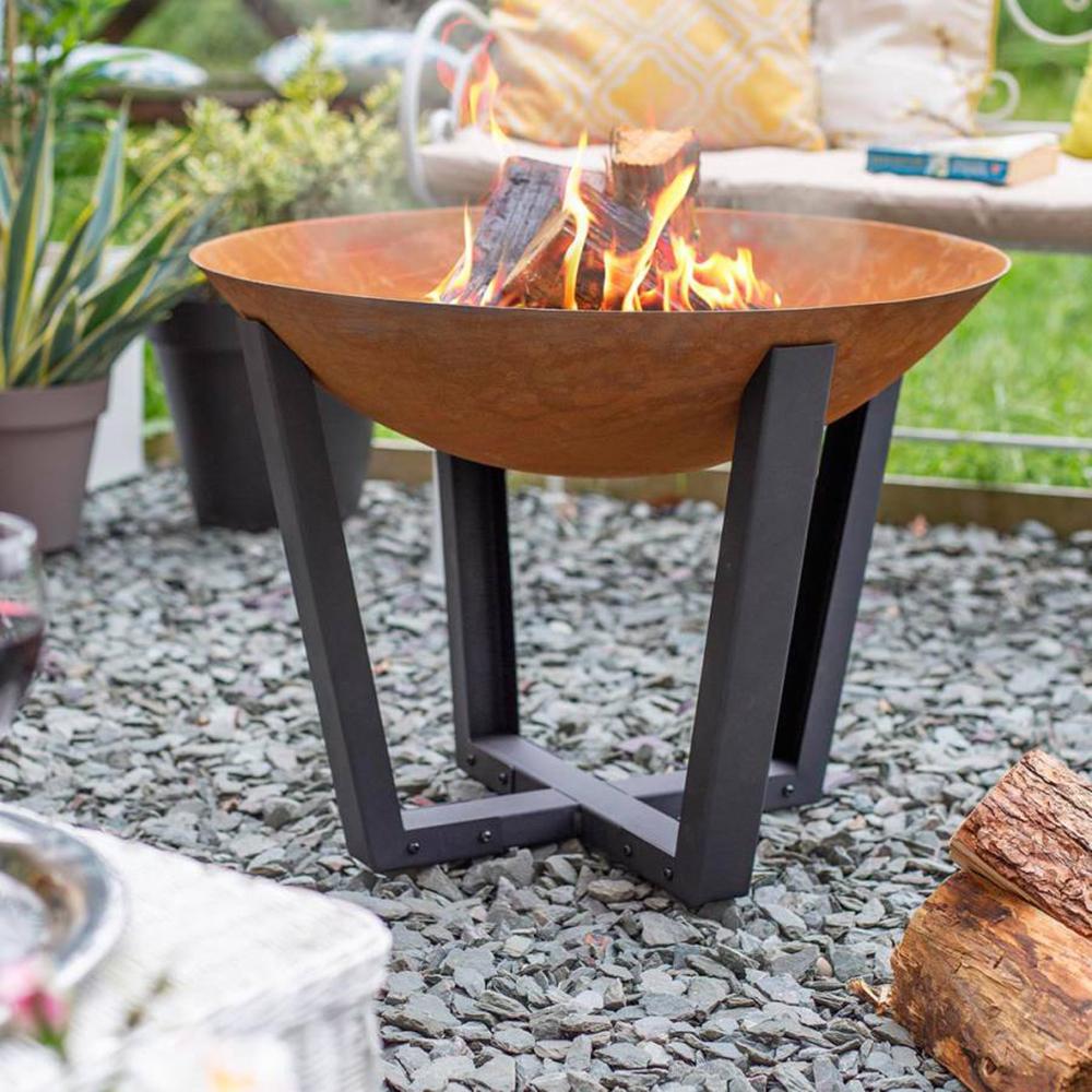 Icarus Oxidised Cast Iron Firepit with Steel legs Medium