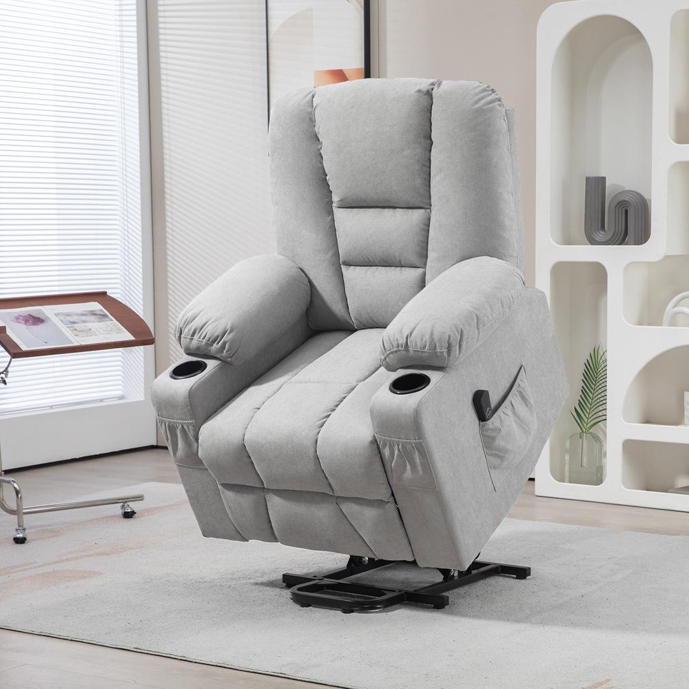 Riser and Recliner Chair w/ Remote, Lift Chair for Elderly, Light Grey