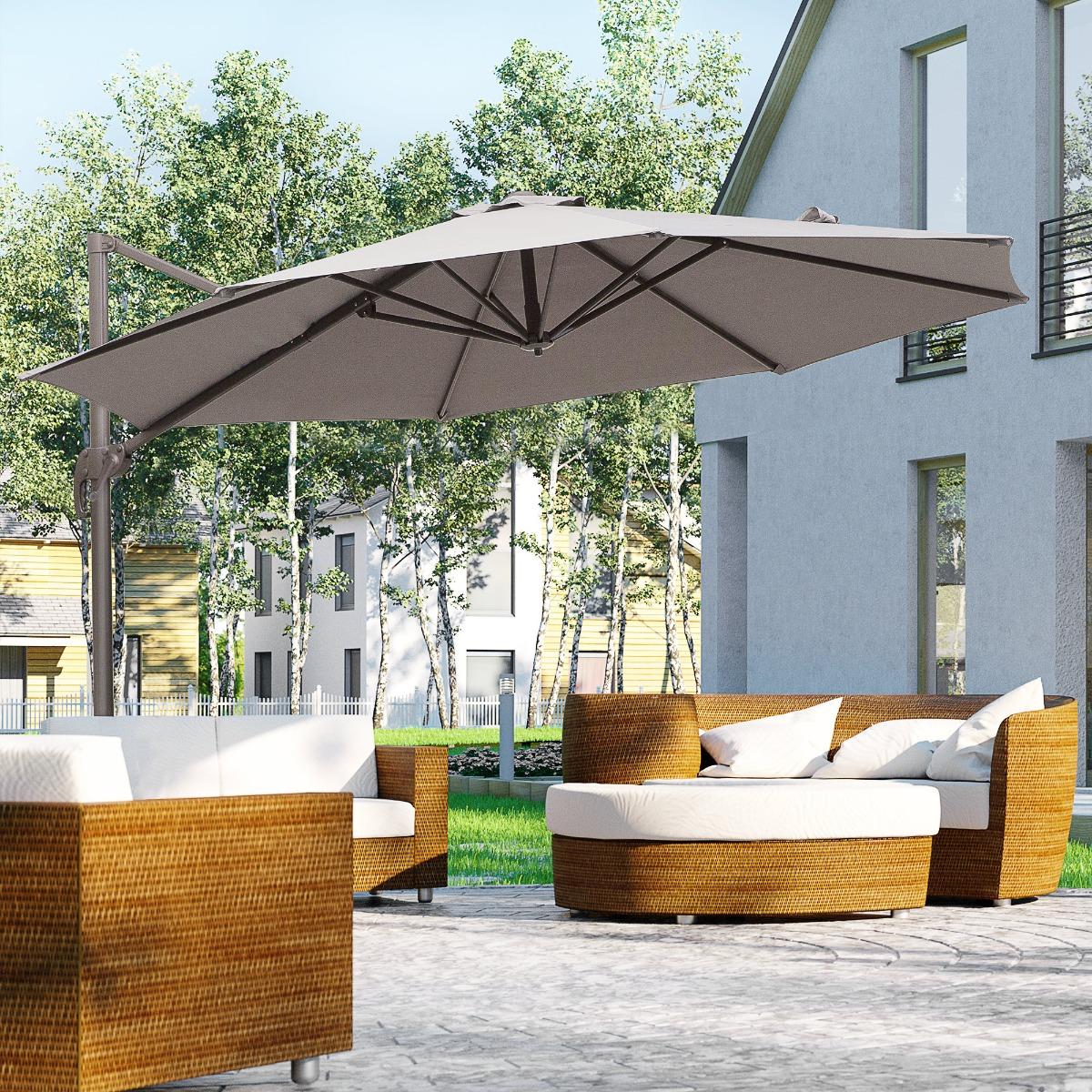 Outdoor Market Patio Umbrella with Crank, Tilt, and 8 Ribs