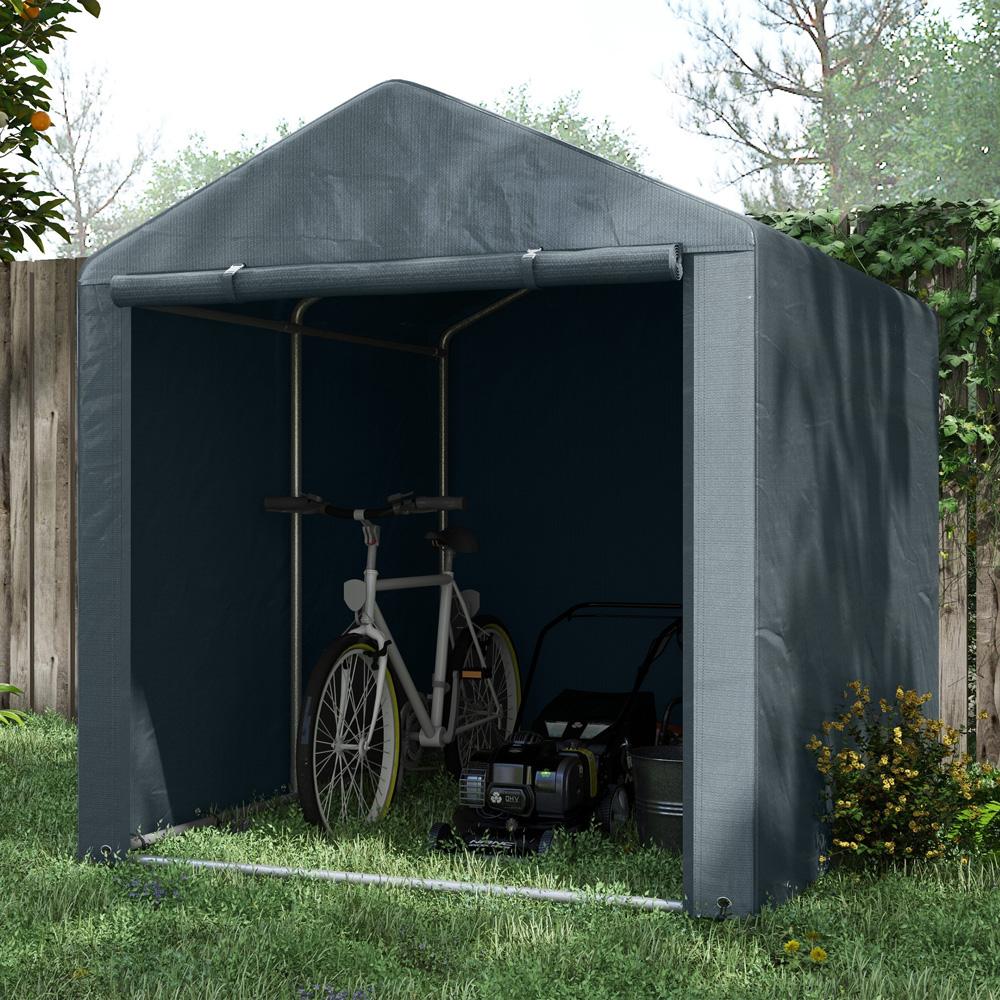 1.6 X 2.2m Garden Storage Shed Portable Shed Tent, Dark Grey