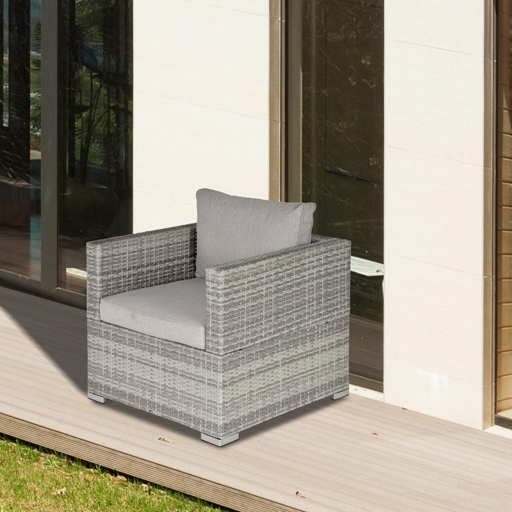 Outdoor Single Wicker Furniture Sofa with Padded Cushion Garden Balcony