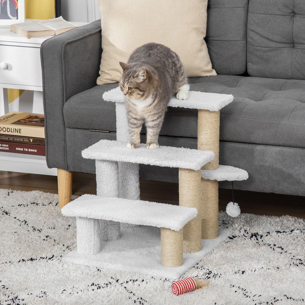 Pet Stair Cat Tree With 3-step Climb Ladder, Scratching Posts For Indoor Cats