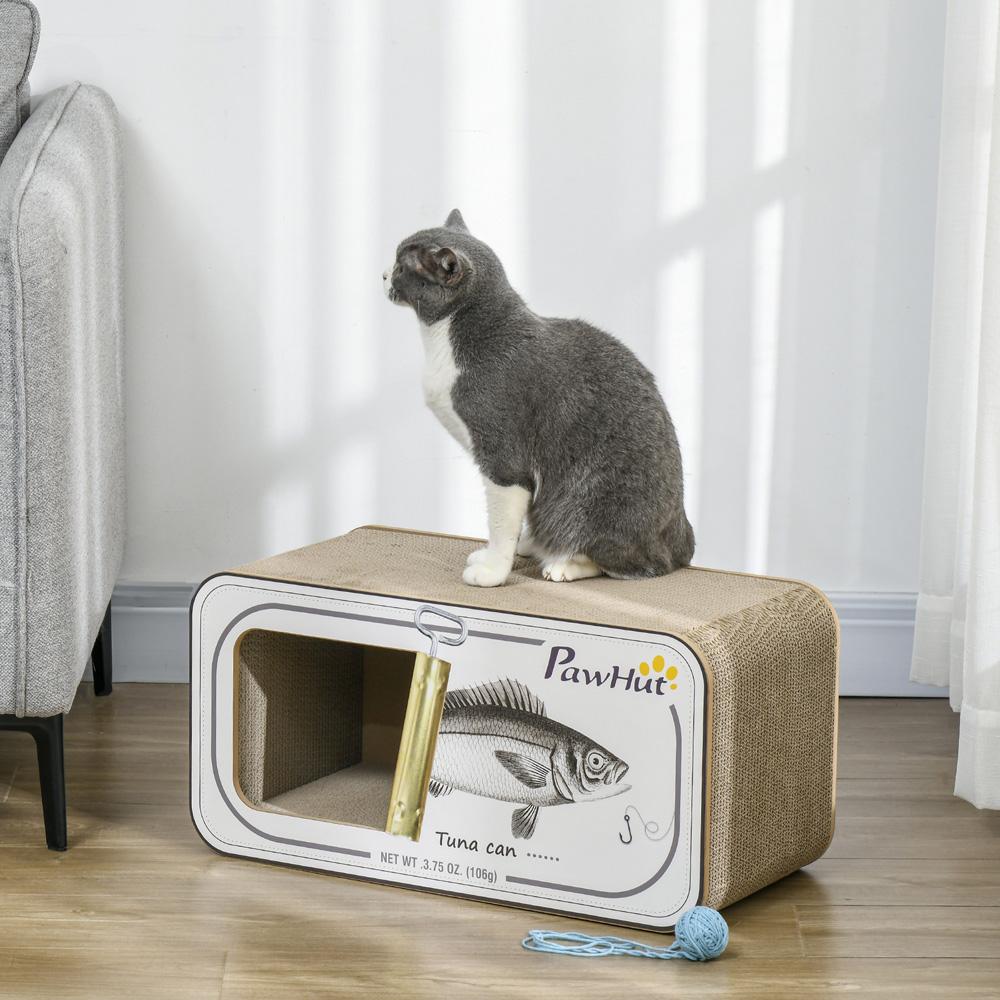 2 In 1 Cat Scratching Board Cardboard Cat House With Catnip