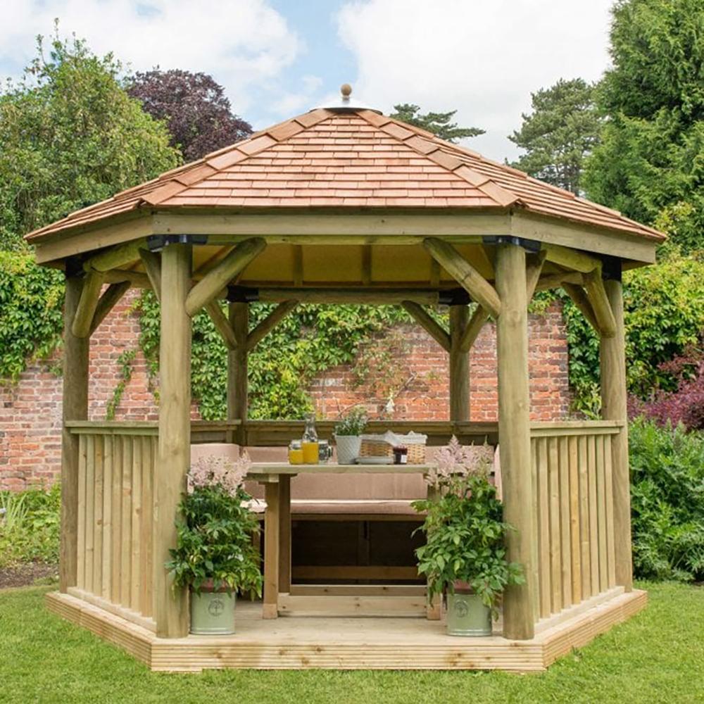 3.6m Hexagonal Gazebo with Cedar Roof