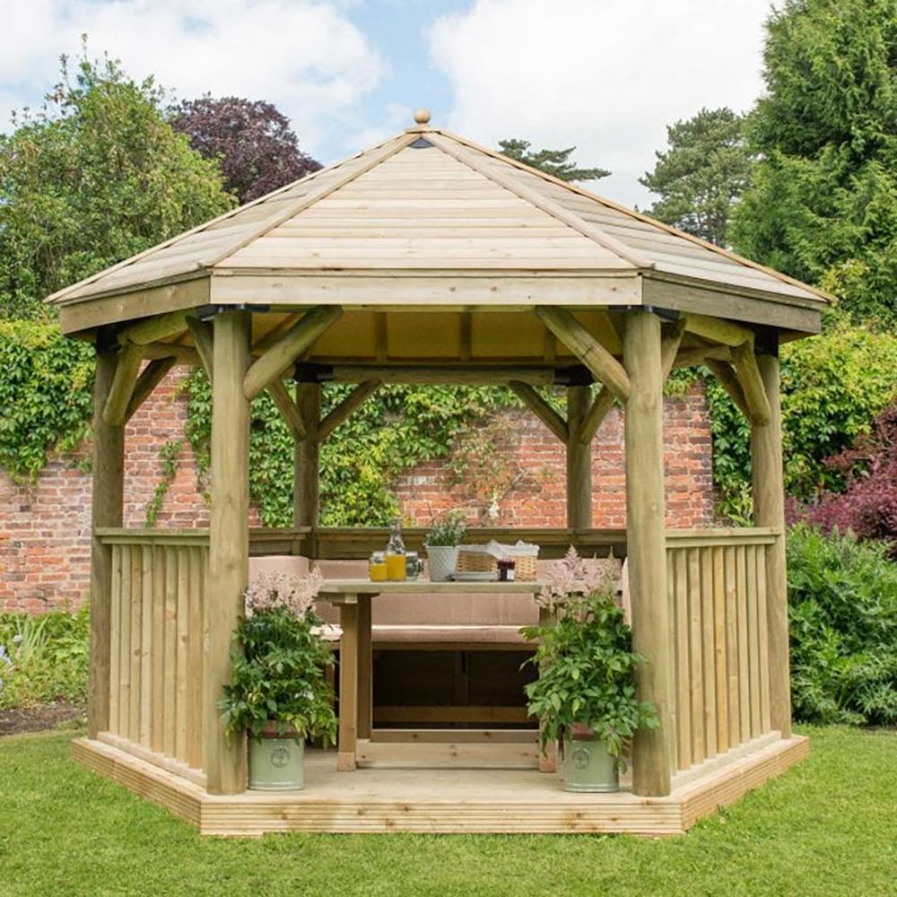 3.6m Hexagonal Gazebo with Timber Roof