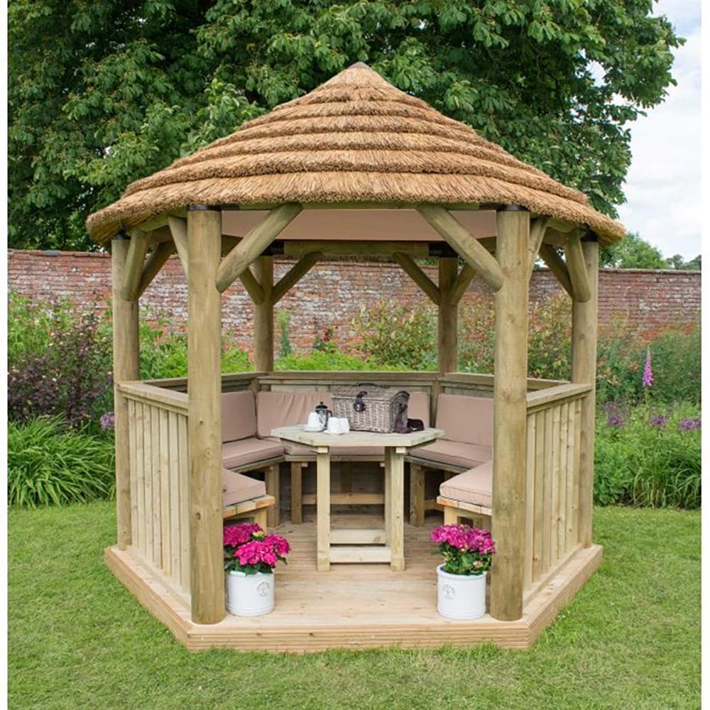 3.0m Hexagonal Gazebo with Thatched Roof