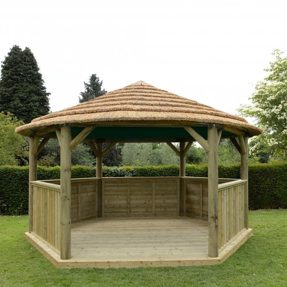 4.7m Hexagonal Gazebo with Thatched Roof