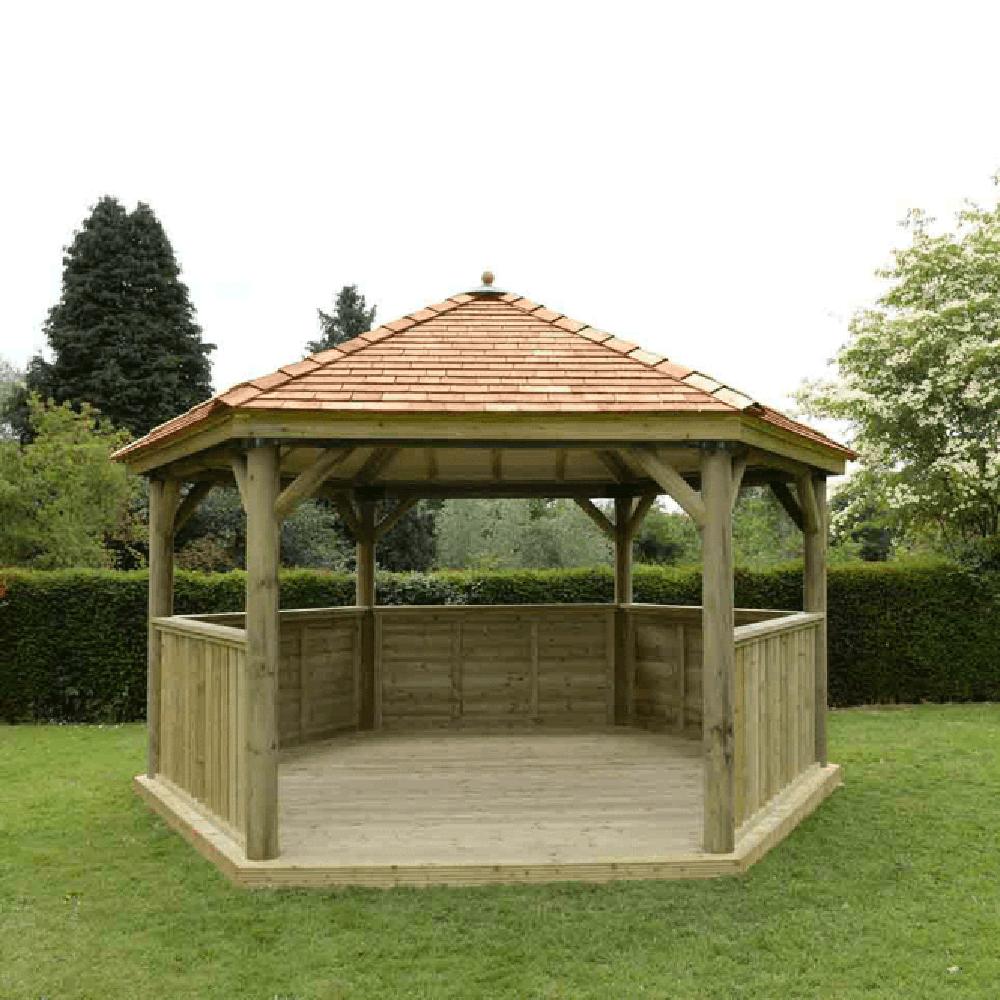 4.7m Hexagonal Gazebo with Cedar Roof