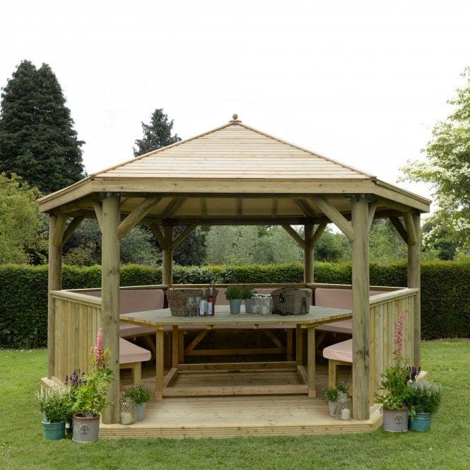 4.7m Hexagonal Gazebo with Timber Roof