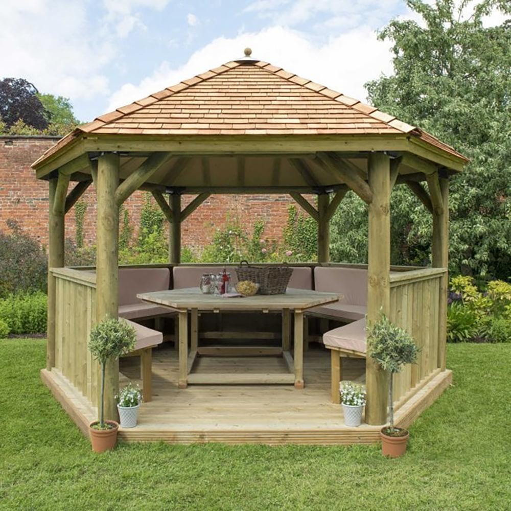 4.0m Hexagonal Gazebo with Cedar Roof