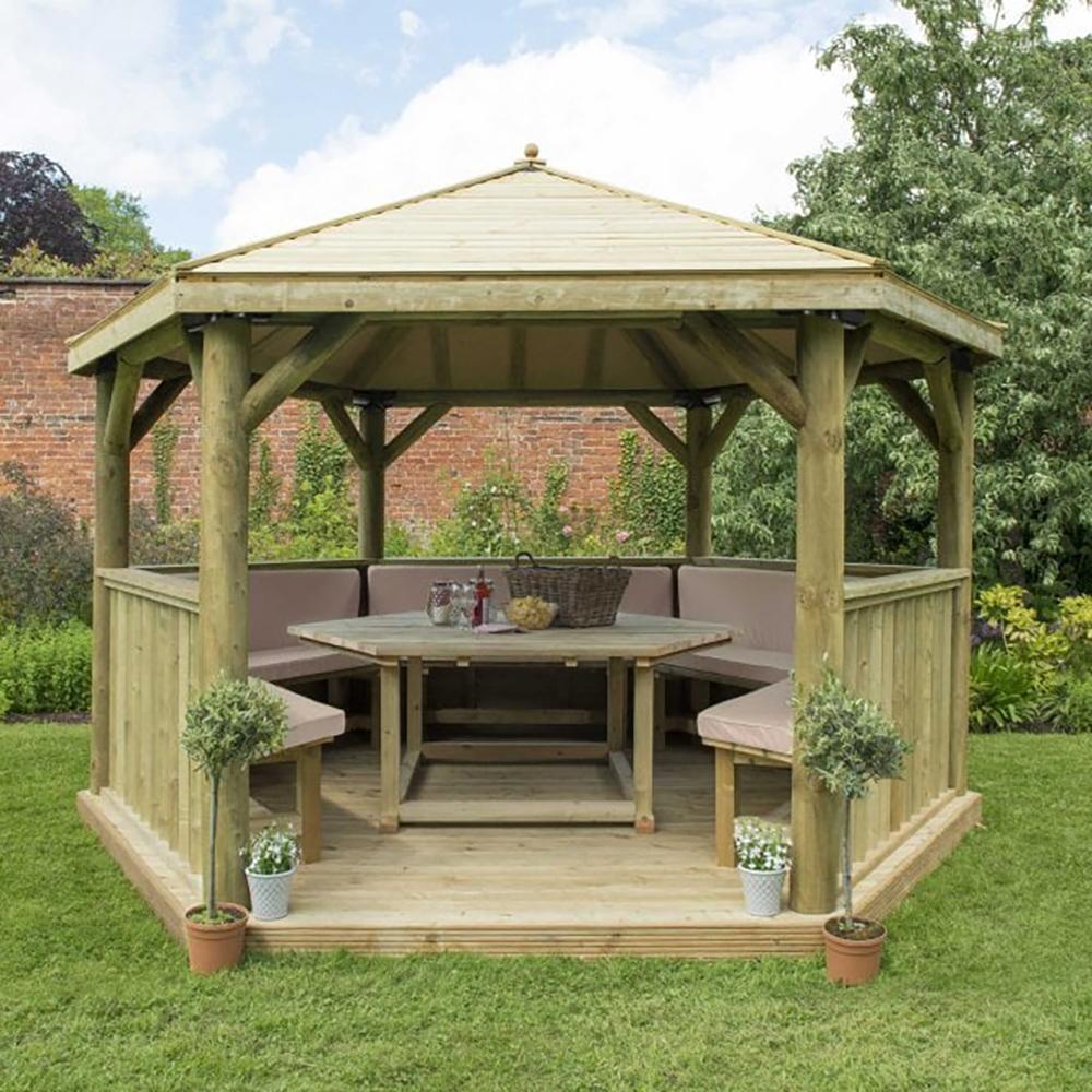 4.0m Hexagonal Gazebo with Timber Roof