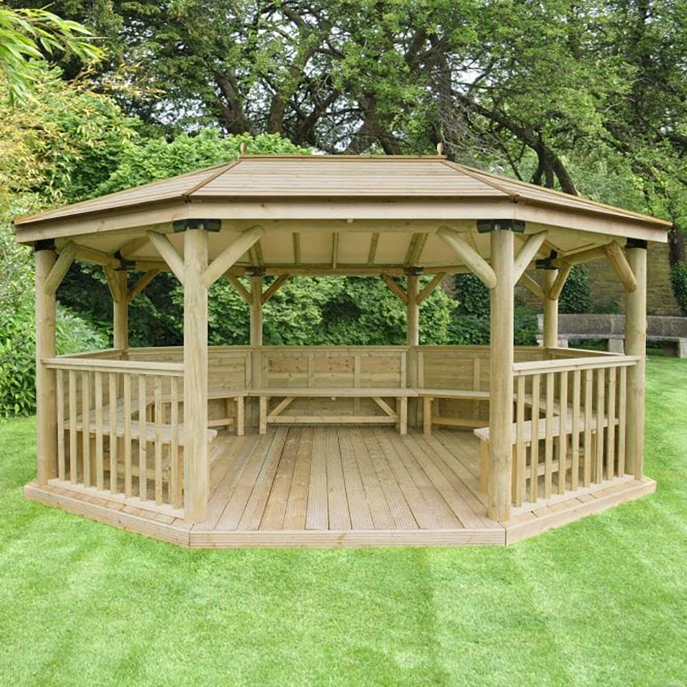 5.1m Premium Oval Gazebo With Timber Roof