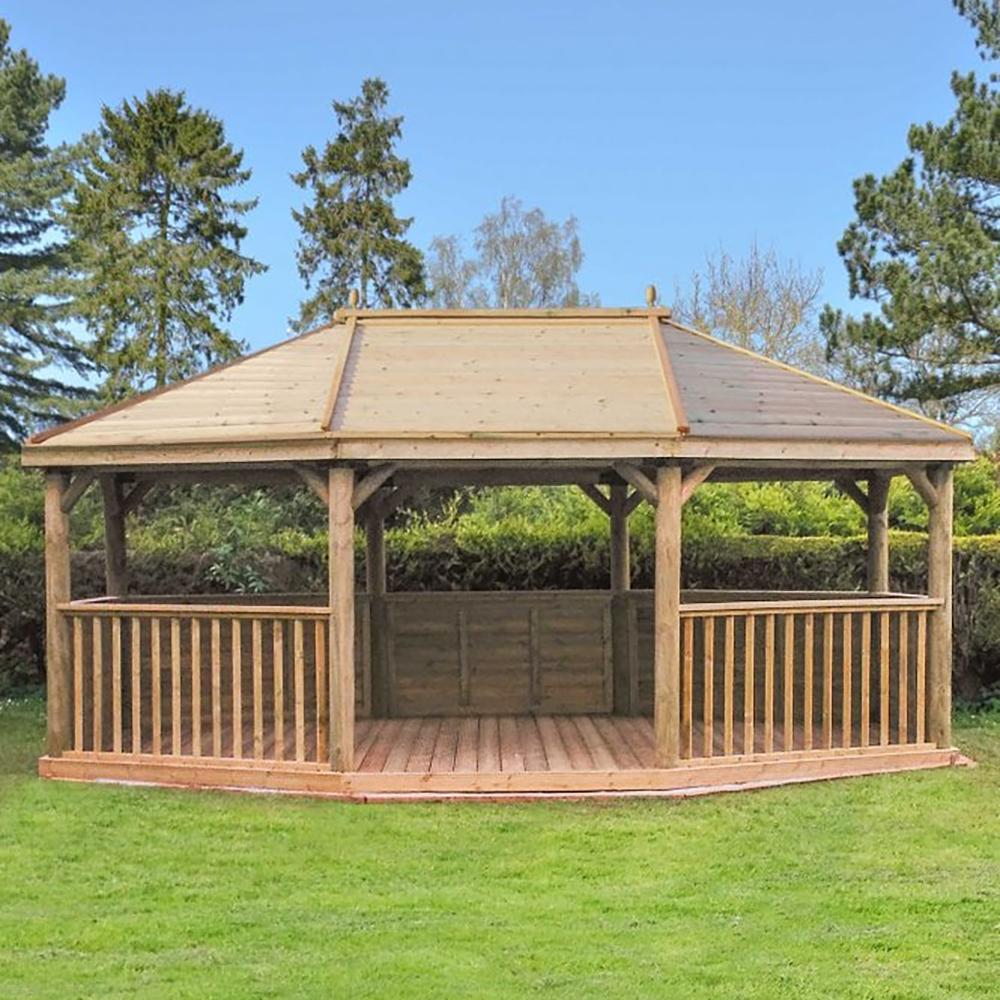 6.0m Premium Oval Gazebo With Traditional Timber Roof