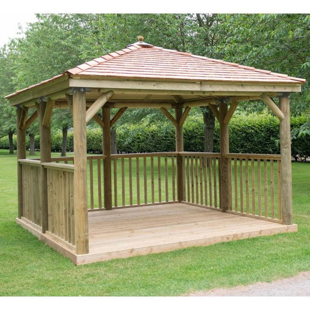 3.5m Square Gazebo with Cedar Roof and Optional Floor