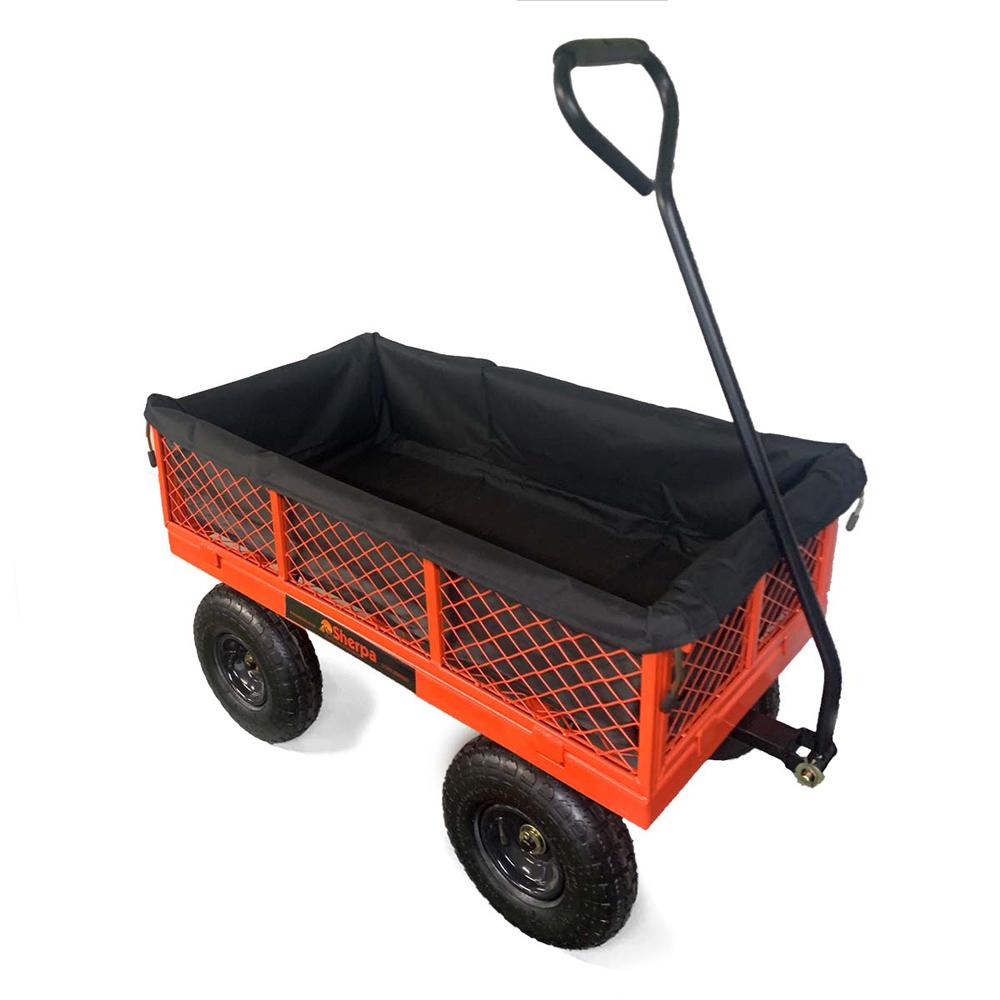 Medium Utility Cart Trolley Orange Steel Mesh 300Kg Capacity