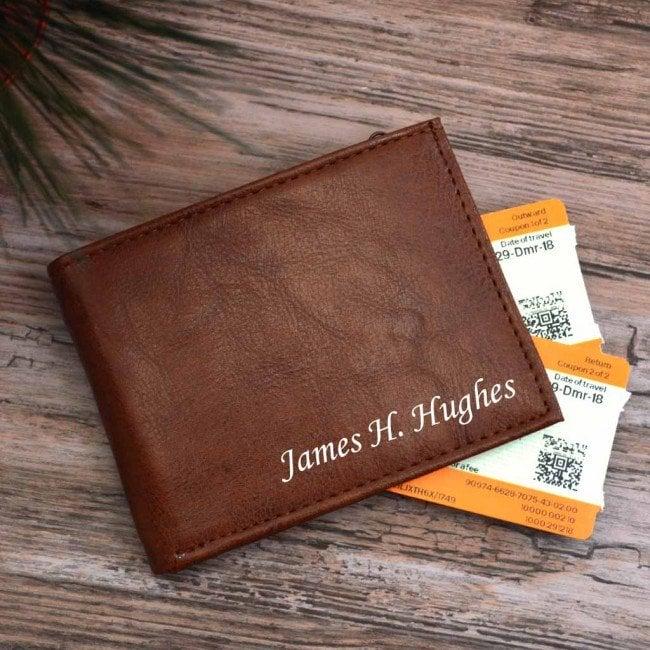 Personalised Wallet in Tanned Brown