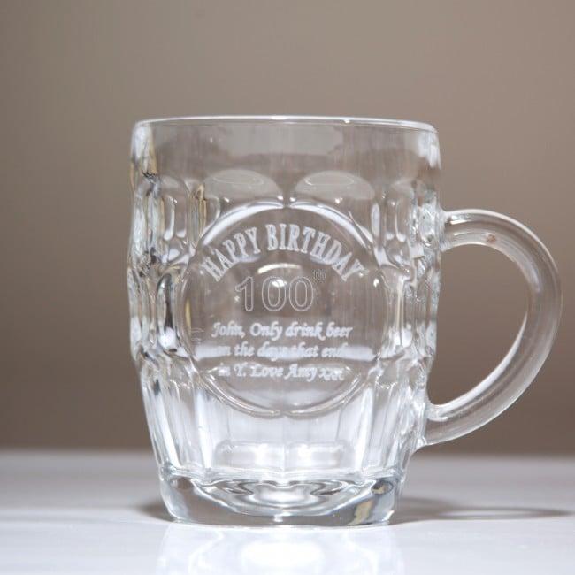 Traditional 100th Birthday Personalised Gifts Glass Tankard