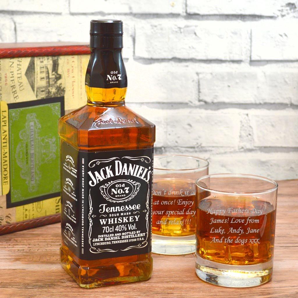 Jack Daniels Gifts Set with Personalised Whisky Glasses