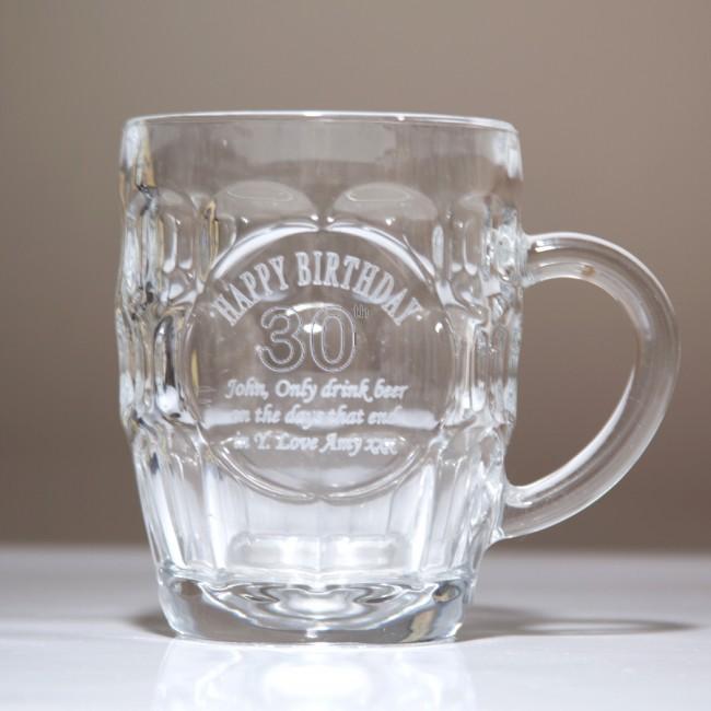 Personalised 30th Birthday Gift Traditional Glass Tankard